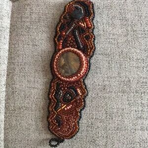 Hand Beaded Jasper Cabochon Bracelet